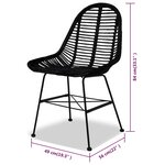 vidaXL Chaises à manger lot de 4 noir rotin naturel