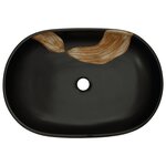vidaXL Vasque à poser noir ovale 59x40x14 cm céramique