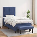 vidaXL Sommier à lattes de lit avec matelas Bleu 100x200 cm Tissu