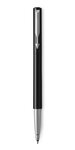 PARKER Vector stylo roller, noir avec attributs chromés, pointe moyenne, encre bleue, coffret cadeau