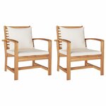 vidaXL Chaises de jardin 2 Pièces Naturel 60 x 65 x 76.5 cm