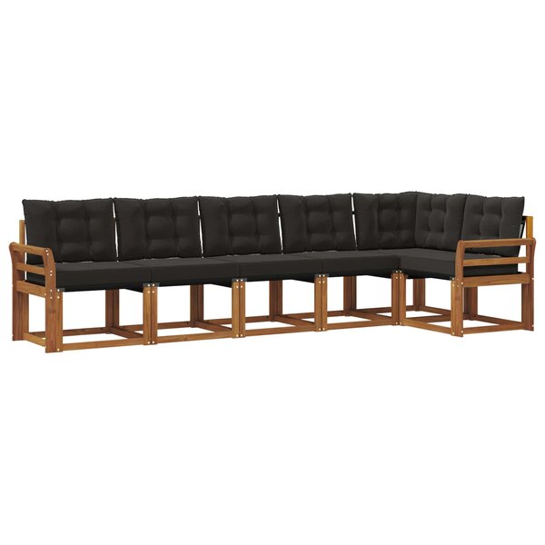vidaXL Ensemble de canapés d'extérieur 6 pc Naturel et Noir