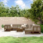 vidaXL Salon de jardin 10 Pièces avec coussins marron miel bois massif