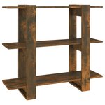vidaXL Bibliothèque/Séparateur de pièce Chêne fumé 100x30x87 cm