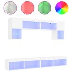 vidaXL Unités murales TV avec LED 6 Pièces blanc bois d'ingénierie