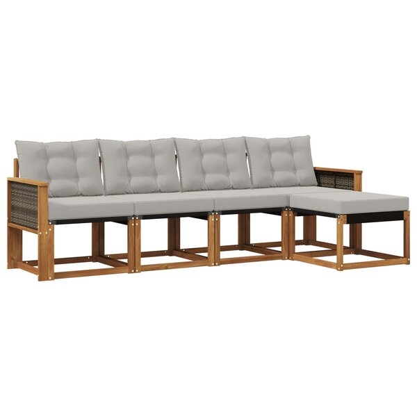 vidaXL Ensemble de canapés d'extérieur 5 pc Naturel et gris clair