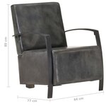 vidaXL Fauteuil Gris Cuir véritable