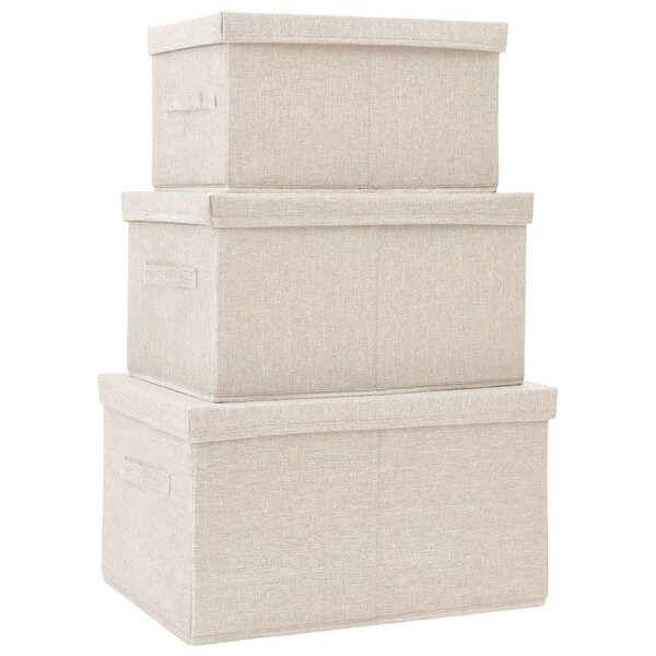 vidaXL Boîtes de rangement empilables 3 Pièces Tissu Crème
