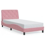 vidaXL Cadre de lit avec lumières LED rose 90x200 cm velours