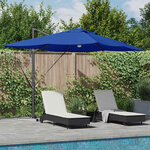 vidaXL Parasol Roma à Bras Déporté Bleu et Noir 352 x 251 x 265 cm
