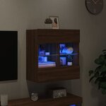 vidaXL Meuble TV mural avec lumières LED chêne marron 58 5x30x60 5 cm