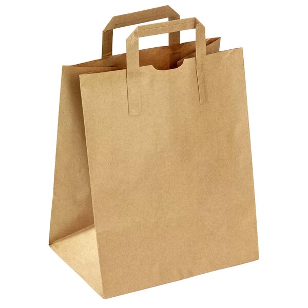 Sac en papier kraft brun avec poignées plates – vendu par 250 unités - 32 x 12 x 40 cm - Bulteau Systems