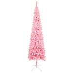 Vidaxl arbre de noël mince avec led et boules rose 120 cm