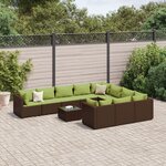 vidaXL Salon de jardin et coussins 11 Pièces marron résine tressée