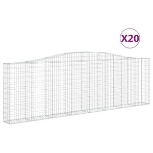 vidaXL Paniers à gabions arqués 20 Pièces 400x30x120/140 cm Fer galvanisé