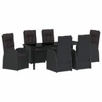 vidaXL Ensemble de salle à manger pour jardin 7 Pièces Noir polyrotin