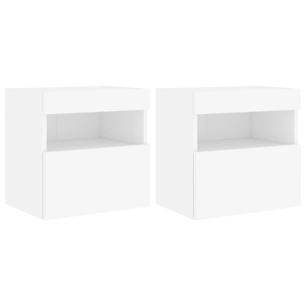 vidaXL Meubles TV muraux avec lumières LED 2 Pièces blanc 40x30x40 cm