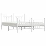 vidaXL Cadre de lit métal avec tête de lit/pied de lit blanc 183x213cm