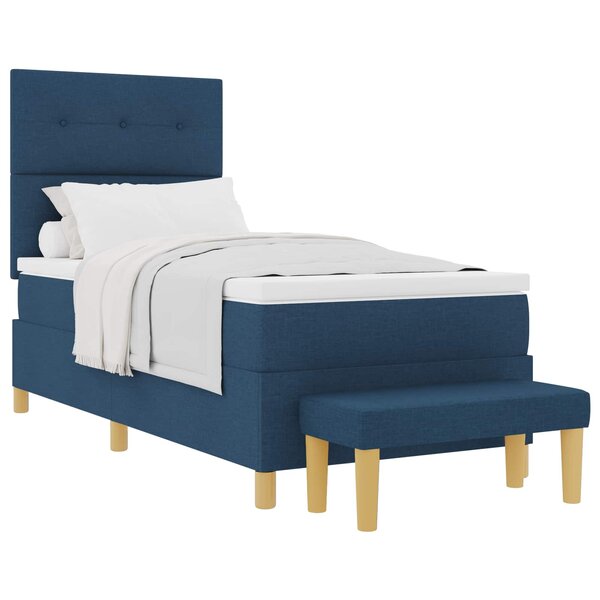 vidaXL Lit à ressorts avec matelas Bleu 100 x 200 cm tissu
