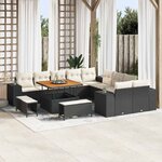 vidaXL Ensemble de canapé de jardin 13 Pièces Noir polyrotin