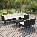 vidaXL Salon de jardin 8 Pièces avec coussins résine tressée noir