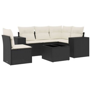 vidaXL Salon de jardin 6 Pièces avec coussins noir résine tressée