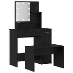 vidaXL Ensemble de table de maquillage LED avec porte 2 Pièces Chêne noir