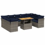 vidaXL Salon de jardin 10 Pièces avec coussins gris résine tressée