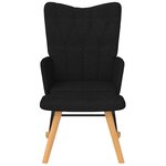 vidaXL Chaise à bascule avec repose-pied Noir Tissu