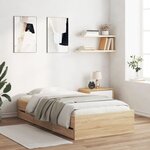 vidaXL Cadre de lit avec tiroirs sans matelas chêne sonoma 75x190 cm