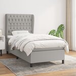vidaXL Sommier à lattes de lit avec matelas Gris clair 100x200cm Tissu