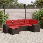 vidaXL Salon de jardin avec coussins 6 Pièces marron résine tressée