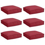 vidaXL Coussins de palette pour siège  6 pièces  rouge vin  40 x 40 x 8 cm  en tissu Oxford.