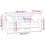 vidaXL Canapé 3 places avec oreillers bordeaux 180 cm similicuir