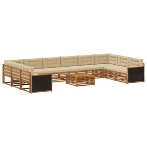 vidaXL Ensembles de canapés avec coussin 11 Pièces Bois d'Acacia Massif