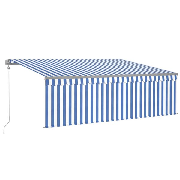vidaXL Auvent automatique store capteur de vent LED 4 5x3 m Bleu blanc