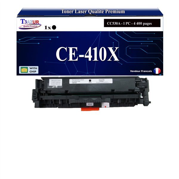 T3AZUR - Toner compatible avec CE410X 305X pour HP Laserjet Pro 300 color M351A M375NW Laserjet Pro 400 color M451DN M451DW M451NW M475DN M475DW - Noire