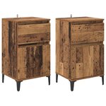 vidaXL Cabinet de chevet avec tiroir 2 Pièces Bois ancien 40 x 35 x 70 cm