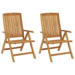 vidaXL Chaises de jardin inclinables lot de 2 et coussins teck massif