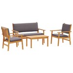 vidaXL Ensemble de canapé de jardin 4 Pièces Marron 75 x 45 x 38cm