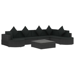 vidaXL Salon de jardin 8 Pièces avec coussins résine tressée noir