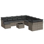 vidaXL Salon de jardin avec coussins 12 Pièces gris résine tressée
