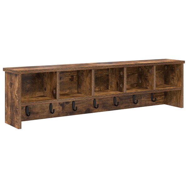 vidaXL Porte-manteau mural avec étagère Montage mural avec stockage Chêne fumé 100 x 16 x 26 cm