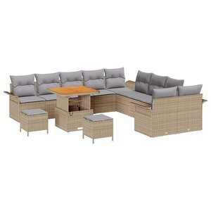 vidaXL Ensemble de canapé de jardin 13 Pièces Beige polyrotin