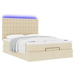 VidaXL Cadre de lit ottoman avec matelas crème 140x200 cm tissu