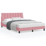 vidaXL Cadre de lit avec tête de lit Rose 140x190 cm Velours