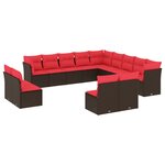 vidaXL Salon de jardin avec coussins 13 Pièces marron résine tressée