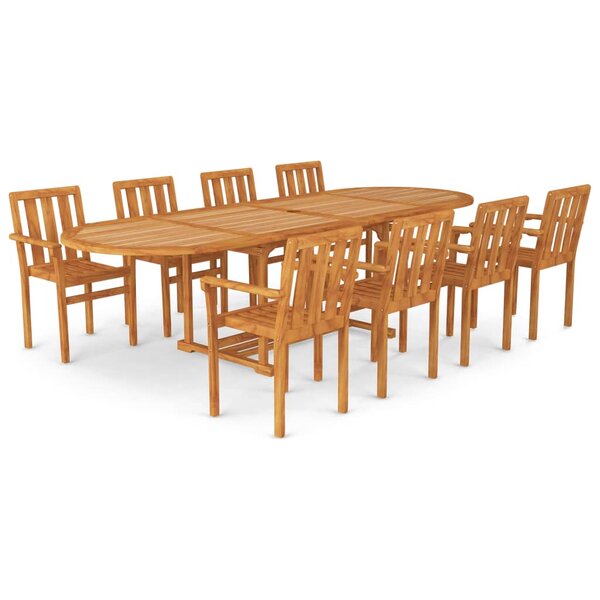 vidaXL Ensemble à manger de jardin 9 Pièces Bois de teck massif