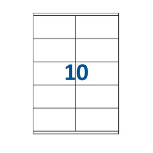 Lot de 100 Planches étiquettes autocollantes blanches sur feuille A4 : 105 x 57 mm (10 étiquettes par feuille  spéciales bons de transport)
