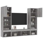 vidaXL Unités murales TV avec LED 5 Pièces gris sonoma bois d'ingénierie